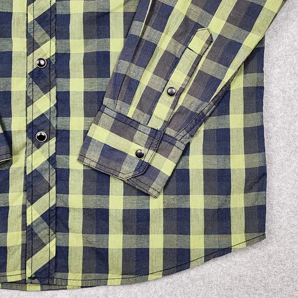 Realtree Men's Long Sleeve Shirt Snap Up Blue Green Plaid Small Hunting Outdoors - Picture 4 of 12